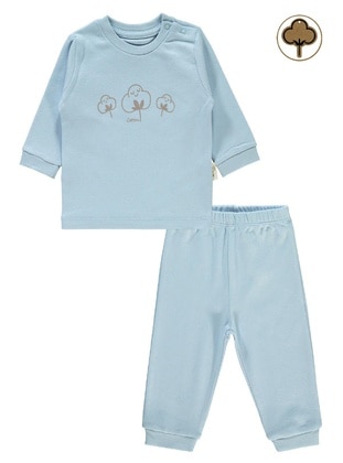 Civil Baby Bebek Organik Pijama Takımı 1-9 Ay Mavi - Mavi - Civil Baby