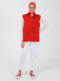 Red - Unlined - Point Collar - Vest