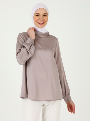 Dusty Lilac - Crew neck - Polo neck - Blouses - Refka