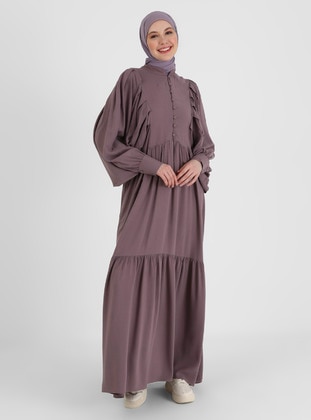 Purple - Multi - Crew neck - Unlined - Modest Dress - Refka