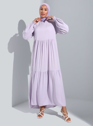 Lilac - Dusty Lilac - Crew neck - Unlined - Modest Dress - Refka
