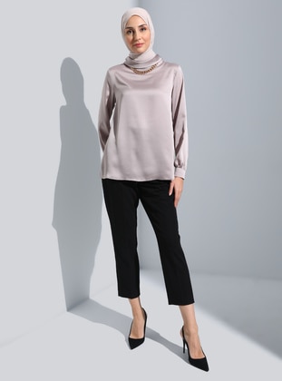 Dusty Lilac - Crew neck - Polo neck - Blouses - Refka