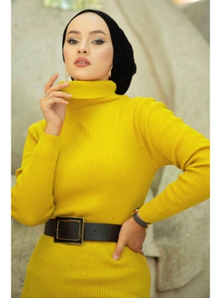 Bestenur Yellow Knit Dresses