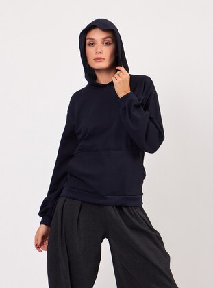 Hooded Women's Sweatshirt Navy Blue