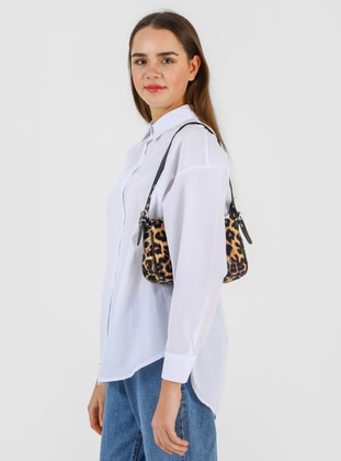 Brown - Leopard Patterned - Satchel - Shoulder Bags - Housebags