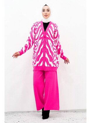 Zebra Print Sweater Set Tsd221009 Pink