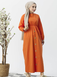 Sade Turuncu Yazlık Elbise Orange