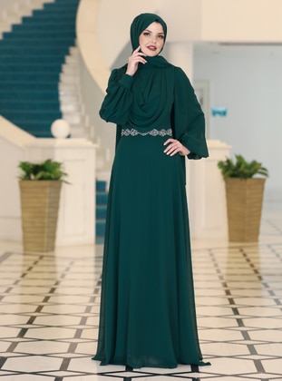 Emerald - Unlined - Crew neck - Modest Evening Dress - Ahunisa