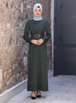 Irem Hijab Evening Dress Khaki