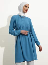 Turquoise - Button Collar - Tunic
