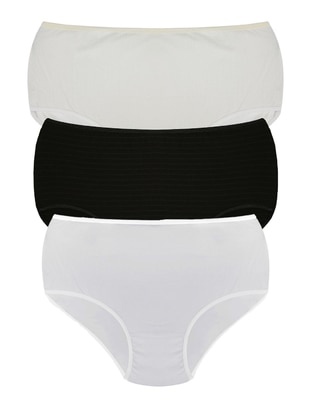 3-Piece Combed Cotton Oversized Panties Black White Cream-Beige
