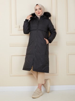 Olcay Black Puffer Jackets