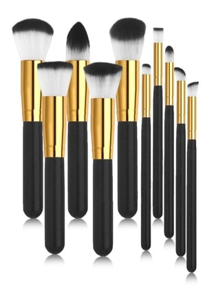 Set of 10 Makeup Brushes Black Tip