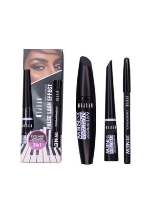 Black - 3 in 1 Waterproof Mascara & Eye Pencil & Eyeliner - MUJGAN