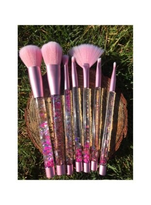 7-Piece Makeup Brush Set Liquid Shimmer Pink Color