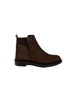 Brown Genuine Leather Suede Chelsea Boots