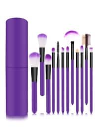 12`` Makeup Brush Set Cylinder Purple