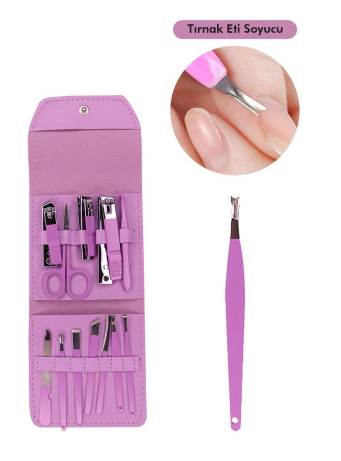 vasthoudend medley Echt niet 12 Piece Manicure - Pedicure Set with Purple Color Leather Case by IMAN OF  NOBLE | Modanisa
