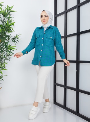 Double Pocket Covered Tunic Green Blue
