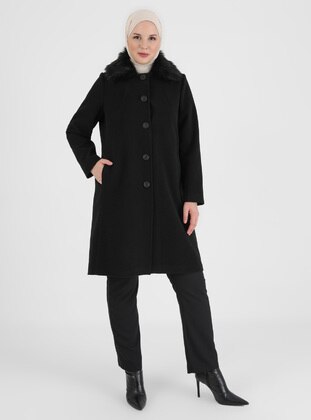 Black - Fully Lined - Crew neck - Coat - Concept By Olcay