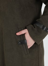 Khaki Overcoat With Hidden Buttons Coat