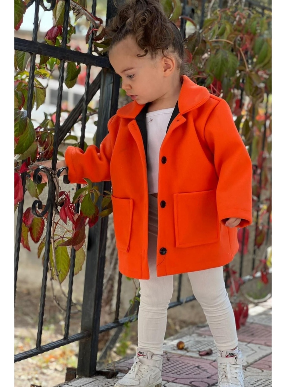 Orange Girls` Coat