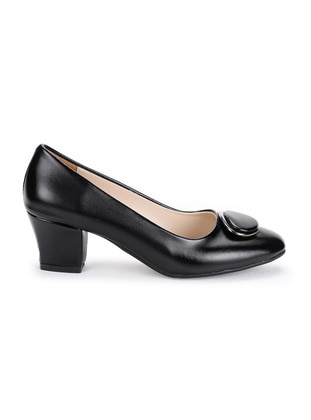 Woggo 11404 2019 Shiny Buckle 5 Cm Heel Women's Shoes Black