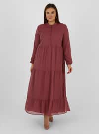 Dark Rose - Fully Lined - Button Collar - Plus Size Dress