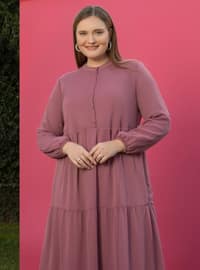 Dark Rose - Fully Lined - Button Collar - Plus Size Dress