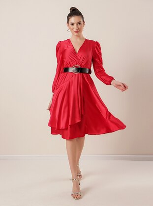 By Saygı Red Modest Dress