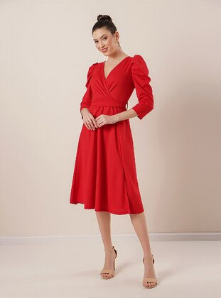 By Saygı Red Modest Dress