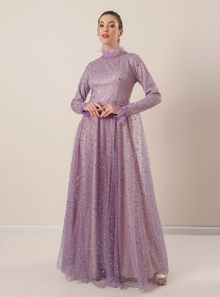 By Saygı Lilac Modest Evening Dress