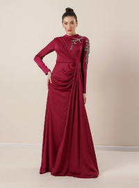 Verziertes Abendkleid Fuchsia