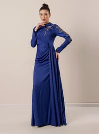 Embellished Evening Dress Saxe Blue