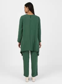 Plus Size Tunic & Pants Double Woven Set Emerald Green