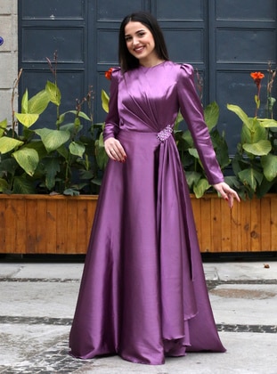 Nurgül Çakır Purple Modest Evening Dress