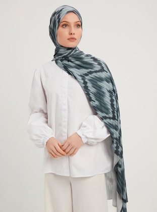Patterned Combed Cotton Shawl Smoke Colored