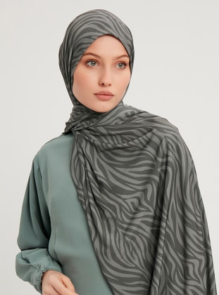 Patterned Combed Cotton Shawl Gray