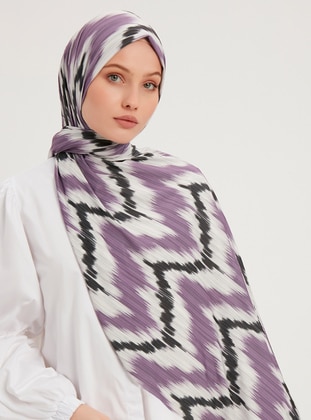 Patterned Combed Cotton Shawl Lilac