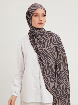 Patterned Combed Cotton Shawl Purple