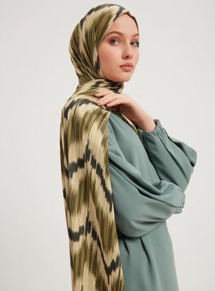 Patterned Combed Cotton Shawl Green