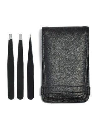 Professional Set of 3 Tweezers with Black Leather Bag - MUJGAN