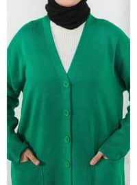 2446 Long Sweater Cardigan Green