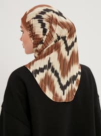 Patterned Instant Hijab Brown Instant Scarf