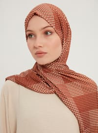 Patterned Combed Cotton Shawl Brown