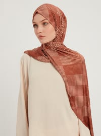 Patterned Combed Cotton Shawl Brown