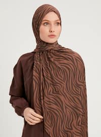 Patterned Combed Cotton Shawl Cinnamon