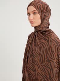 Patterned Combed Cotton Shawl Cinnamon
