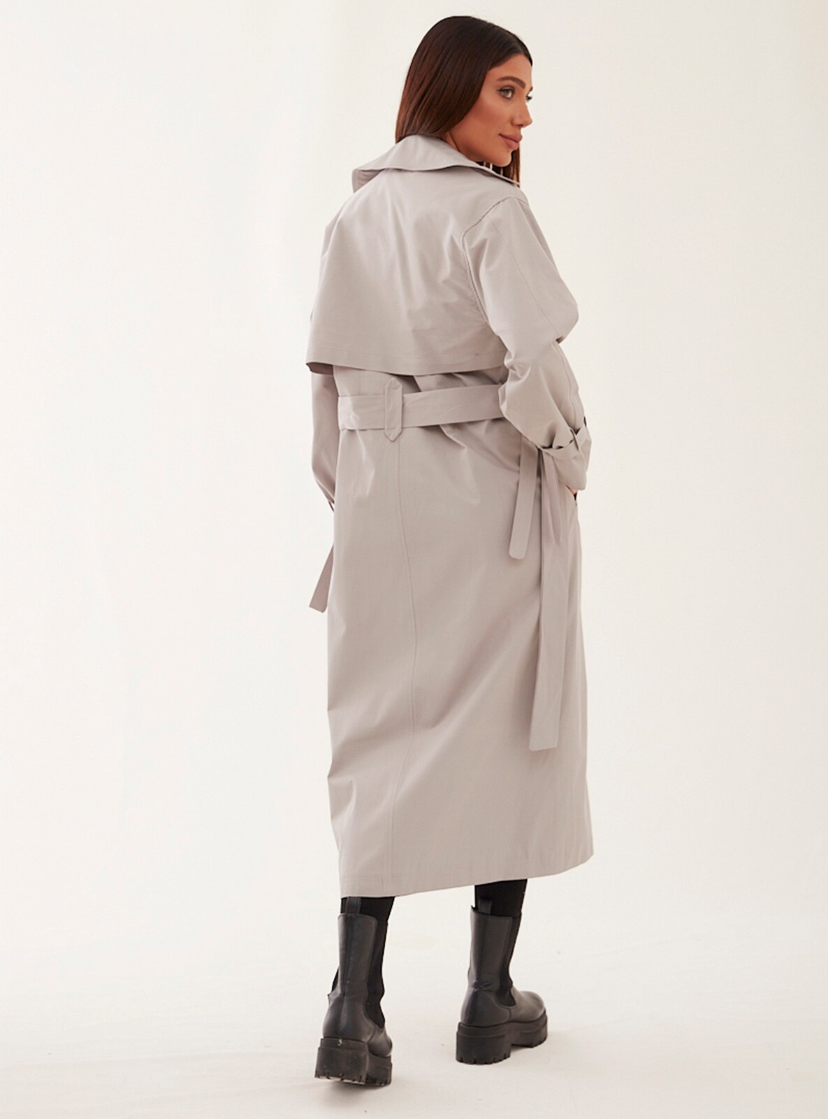 SAHRA AFRA Gray Trench Coat