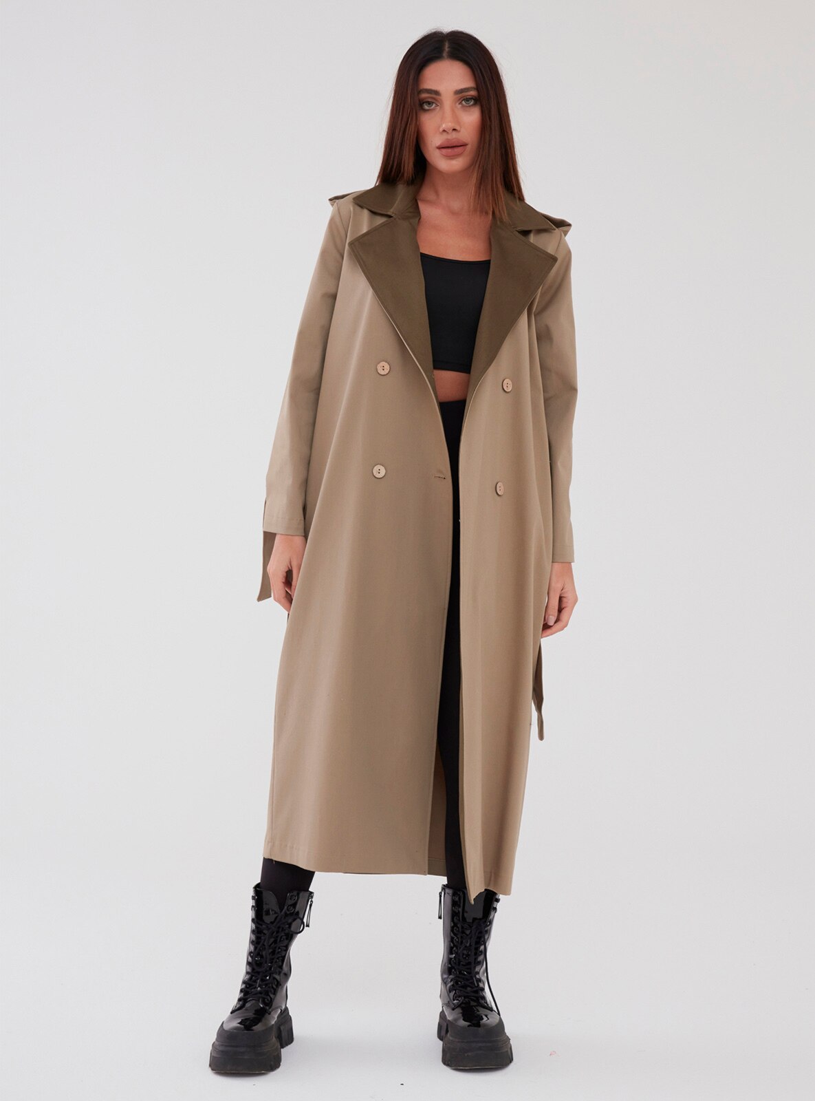 SAHRA AFRA Khaki Trench Coat